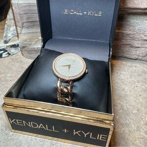Kendall & Kylie Rose Gold Crystal Chain-Link Women's Watch
